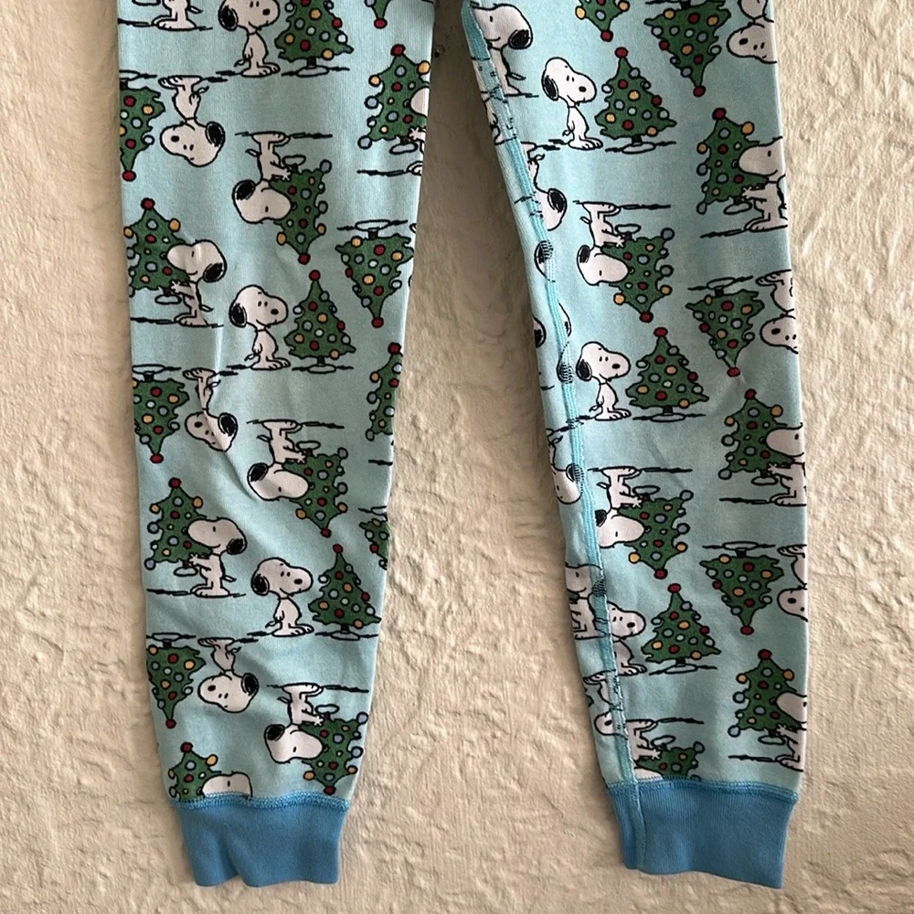 Hanna Andersson x Snoopy Light Blue Christmas Tree Pajama Pants Sleep 6-7